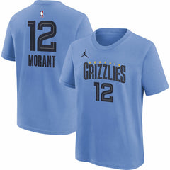 NBA Ja Morant Memphis Grizzlies Jordan Brand Youth Statement Edition Name & Number Player T-Shirt