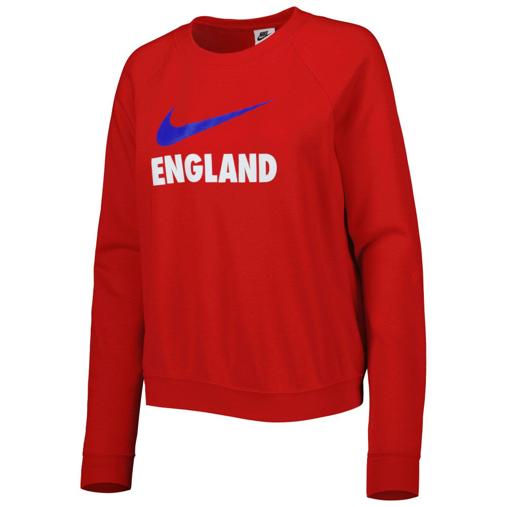 England National Team Women's Lockup Varsity Tri-Blend Raglan Pullover Sweatshirt - Nike Red