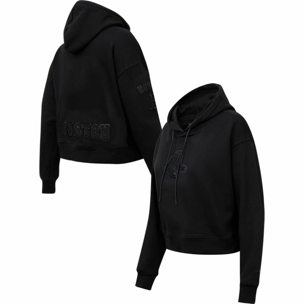 MLB Boston Red Sox Pro Standard Women's Triple Black Cropped Pullover Hoodie