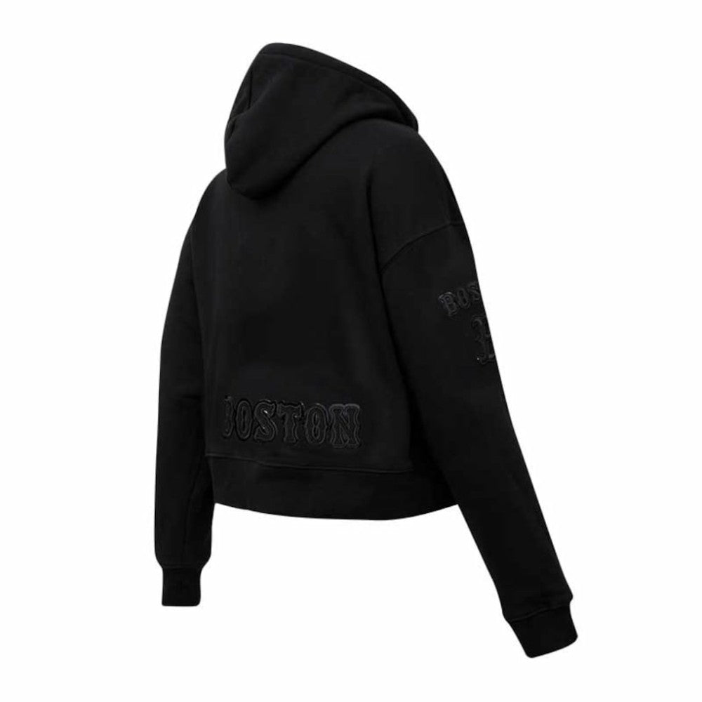 MLB Boston Red Sox Pro Standard Women's Triple Black Cropped Pullover Hoodie