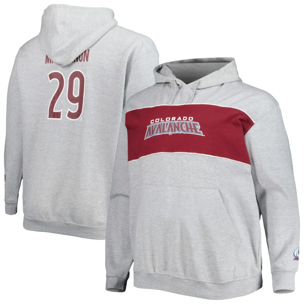 NHL Heather Gray Nathan MacKinnon Colorado Avalanche Big & Tall Player Pullover Hoodie