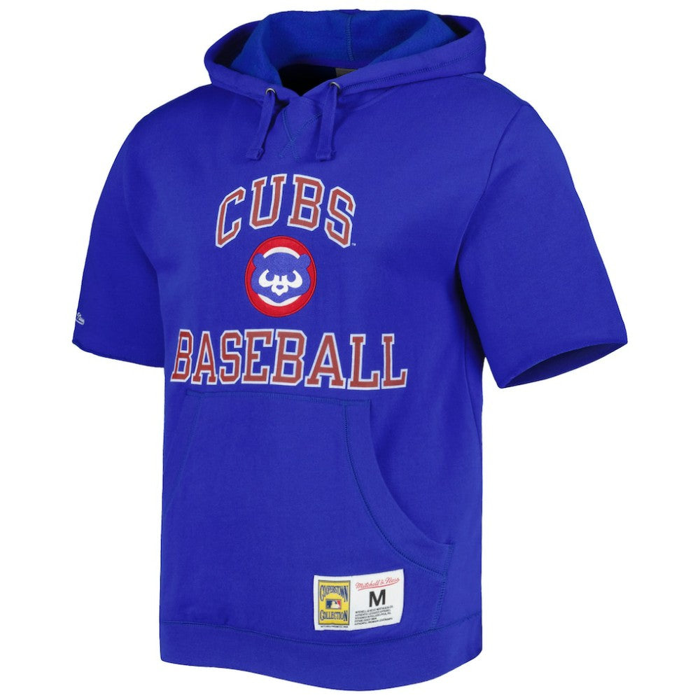 MLB Chicago Cubs Mitchell & Ness Cooperstown Collection Washed Fleece Pullover Short Sleeve Hoodie