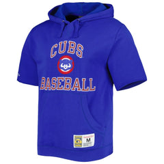 MLB Chicago Cubs Mitchell & Ness Cooperstown Collection Washed Fleece Pullover Short Sleeve Hoodie