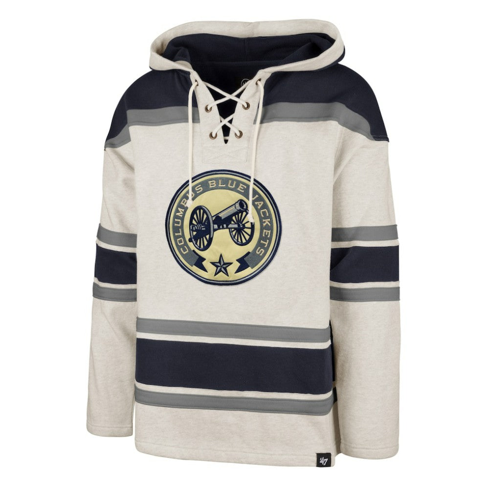 NHL Oatmeal Columbus Blue Jackets '47 Rockaway Lace-Up Pullover Hoodie