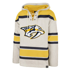 NHL Oatmeal Nashville Predators '47 Rockaway Lace-Up Pullover Hoodie