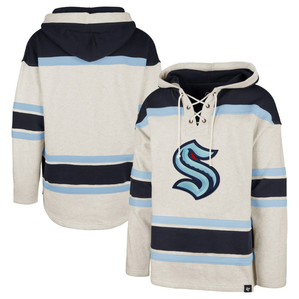 NHL Oatmeal Seattle Kraken '47 Rockaway Lace-Up Pullover Hoodie