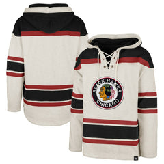 NHL Oatmeal Chicago Blackhawks '47 Rockaway Lace-Up Pullover Hoodie