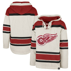 NHL Oatmeal Detroit Red Wings '47 Rockaway Lace-Up Pullover Hoodie