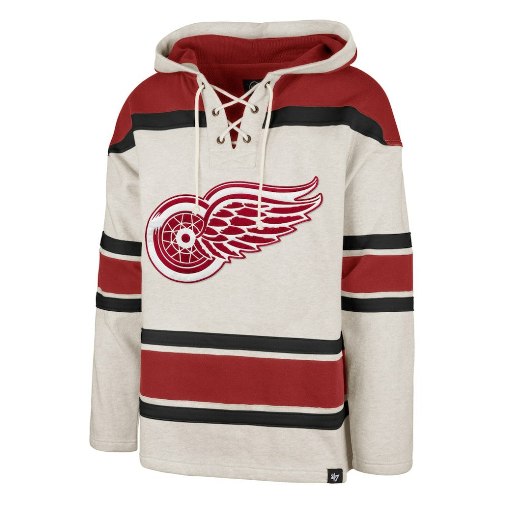 NHL Oatmeal Detroit Red Wings '47 Rockaway Lace-Up Pullover Hoodie