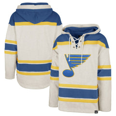 NHL Oatmeal St. Louis Blues '47 Rockaway Lace-Up Pullover Hoodie