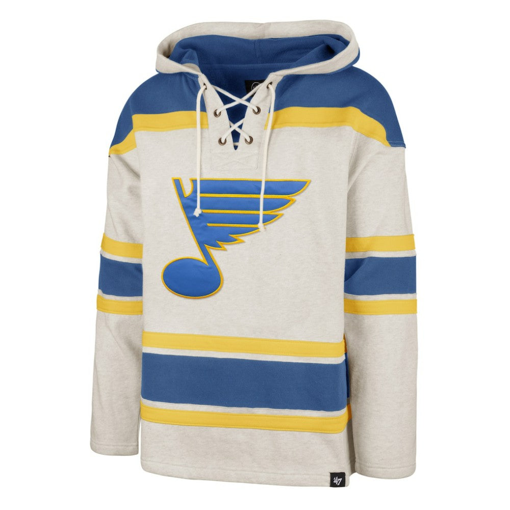 NHL Oatmeal St. Louis Blues '47 Rockaway Lace-Up Pullover Hoodie