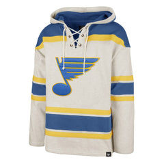 NHL Oatmeal St. Louis Blues '47 Rockaway Lace-Up Pullover Hoodie