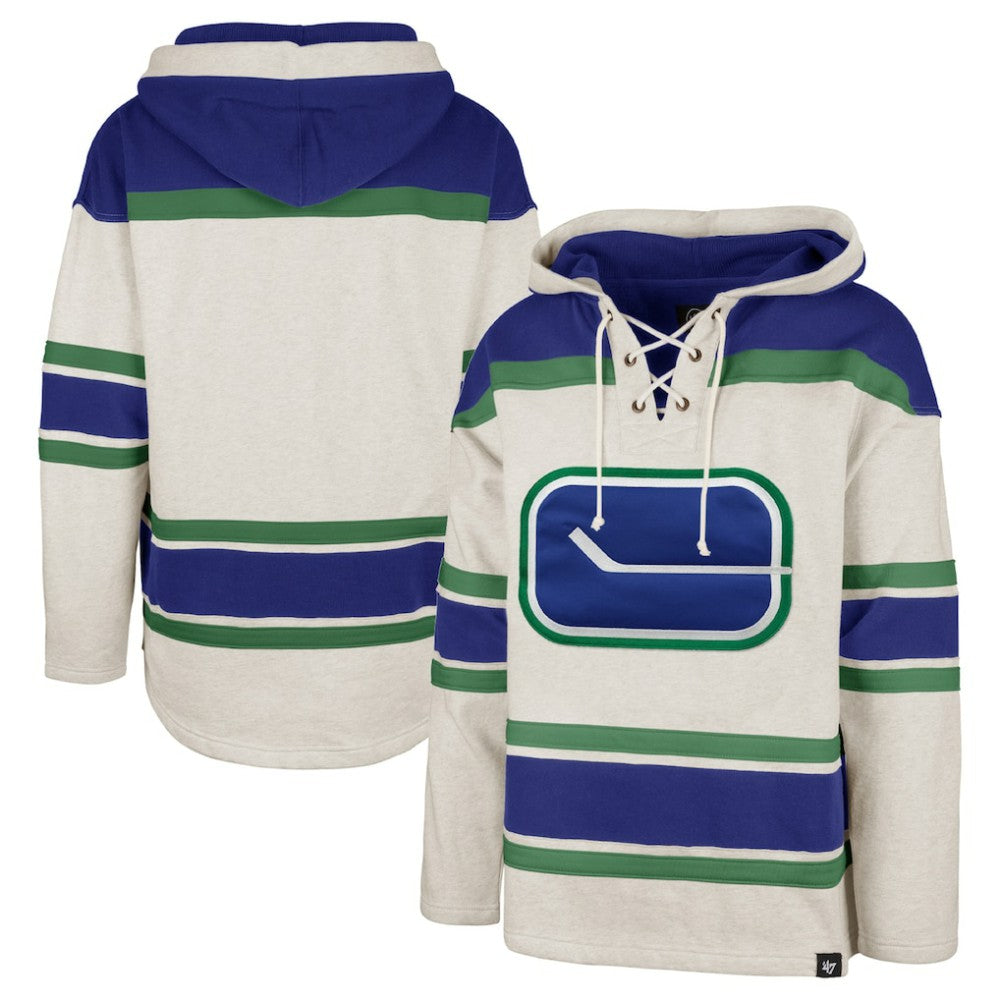 NHL Oatmeal Vancouver Canucks '47 Rockaway Lace-Up Pullover Hoodie