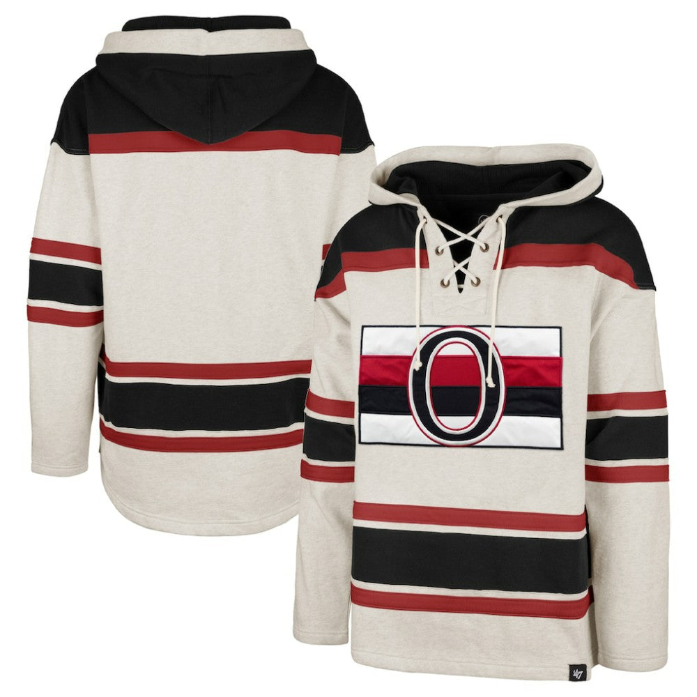 NHL Oatmeal Ottawa Senators '47 Rockaway Lace-Up Pullover Hoodie