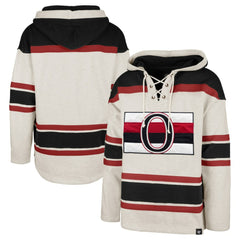 NHL Oatmeal Ottawa Senators '47 Rockaway Lace-Up Pullover Hoodie