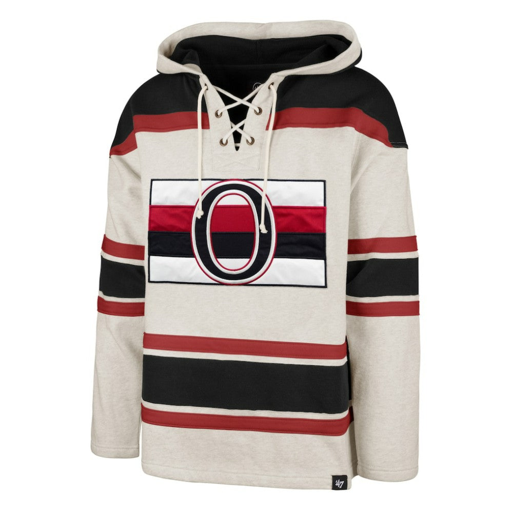 NHL Oatmeal Ottawa Senators '47 Rockaway Lace-Up Pullover Hoodie