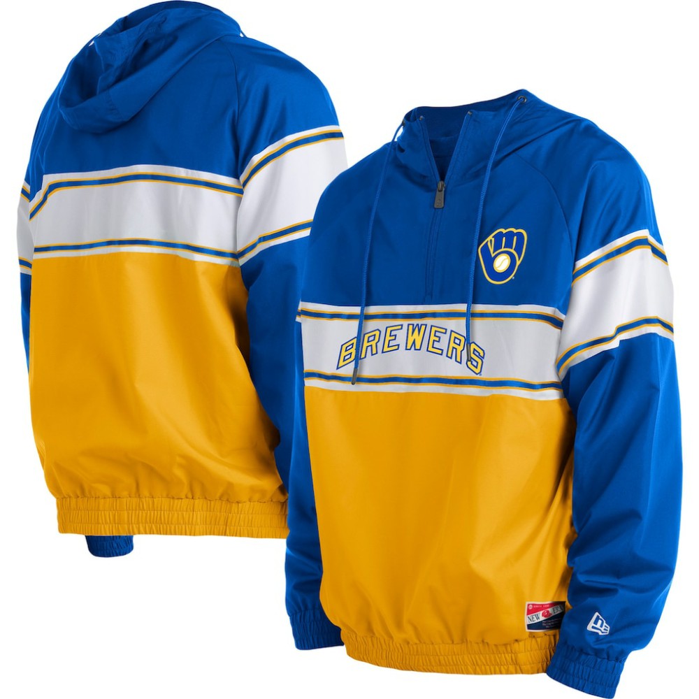 MLB Milwaukee Brewers New Era Ripstop Raglan Quarter-Zip Hoodie