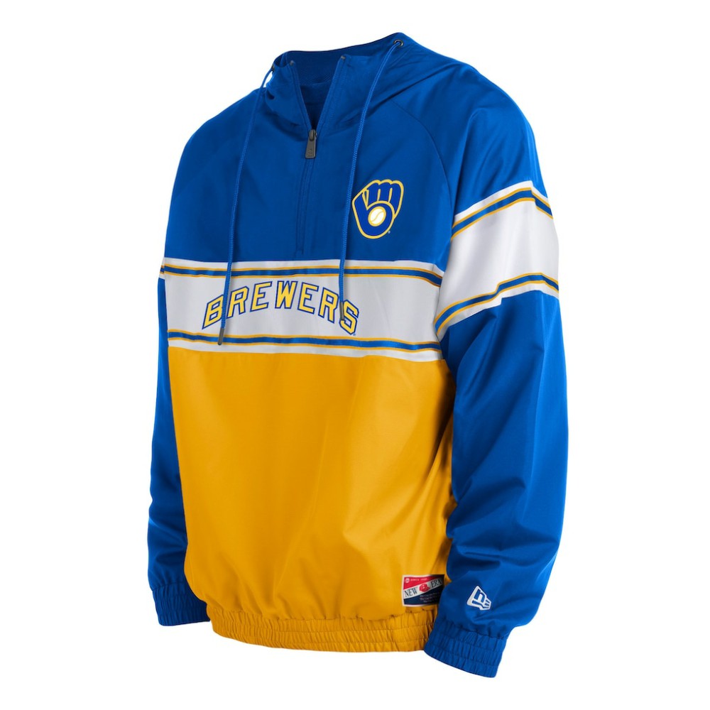 MLB Milwaukee Brewers New Era Ripstop Raglan Quarter-Zip Hoodie