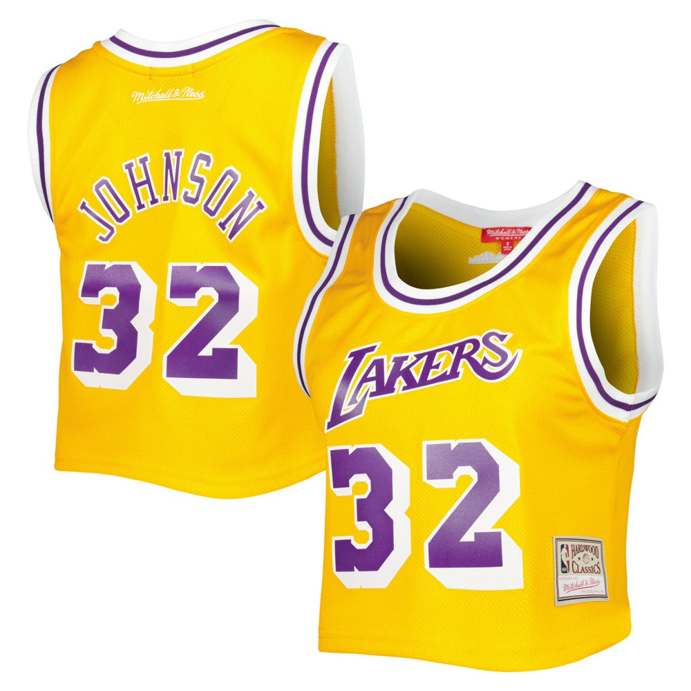 NBA Magic Johnson Los Angeles Lakers Women's 1984 Hardwood Classics Crop Player Tank Top