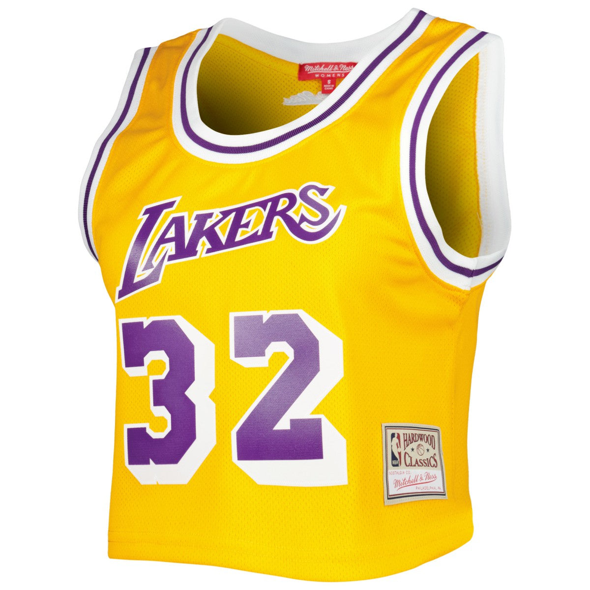 NBA Magic Johnson Los Angeles Lakers Women's 1984 Hardwood Classics Crop Player Tank Top