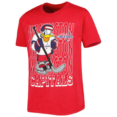 NHL Red Washington Capitals Youth Disney Donald Duck Three-Peat T-Shirt