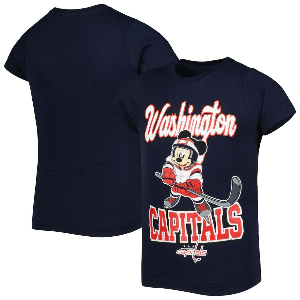 NHL Navy Washington Capitals Girls Youth Mickey Mouse Go Team Go T-Shirt