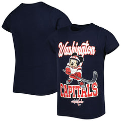 NHL Navy Washington Capitals Girls Youth Mickey Mouse Go Team Go T-Shirt