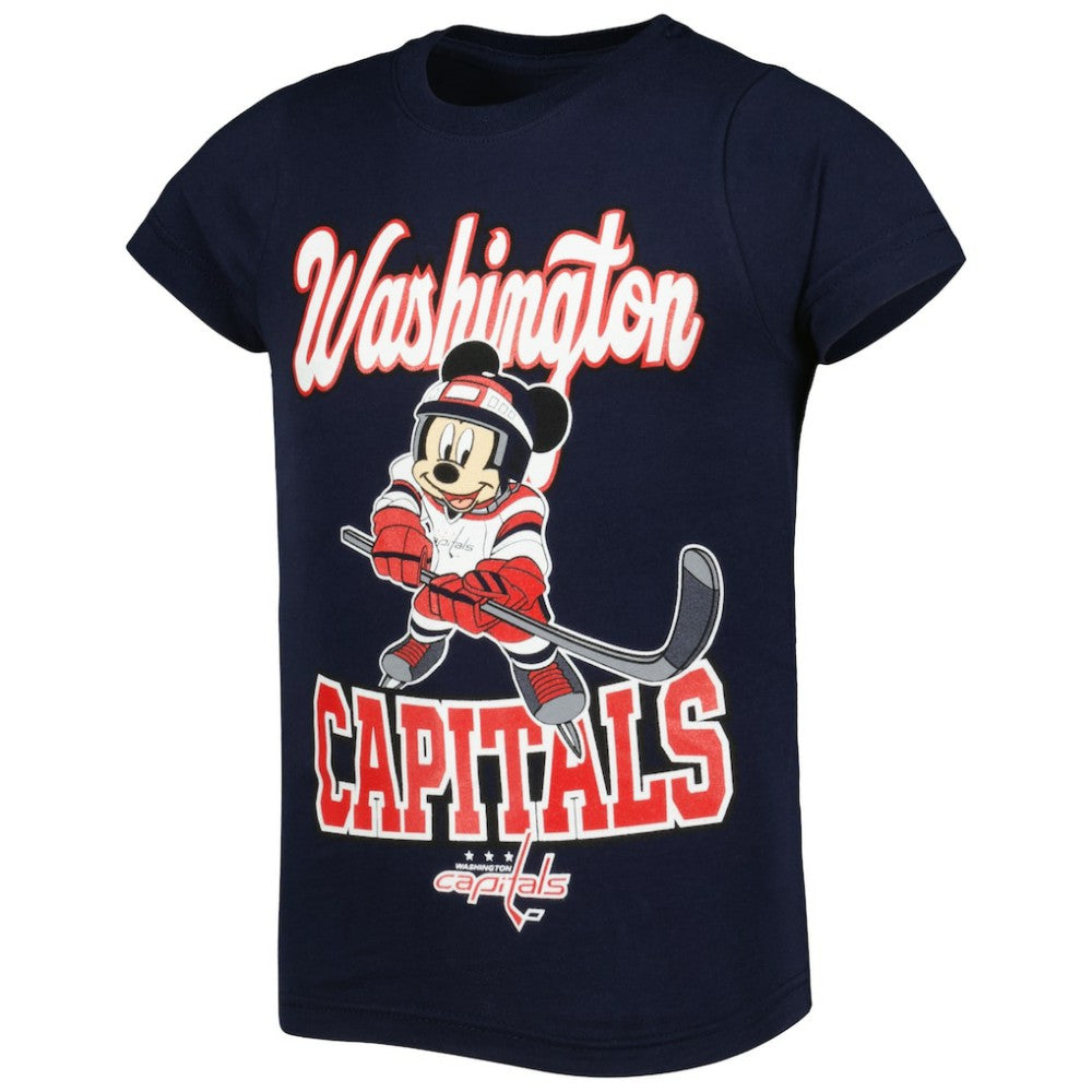 NHL Navy Washington Capitals Girls Youth Mickey Mouse Go Team Go T-Shirt
