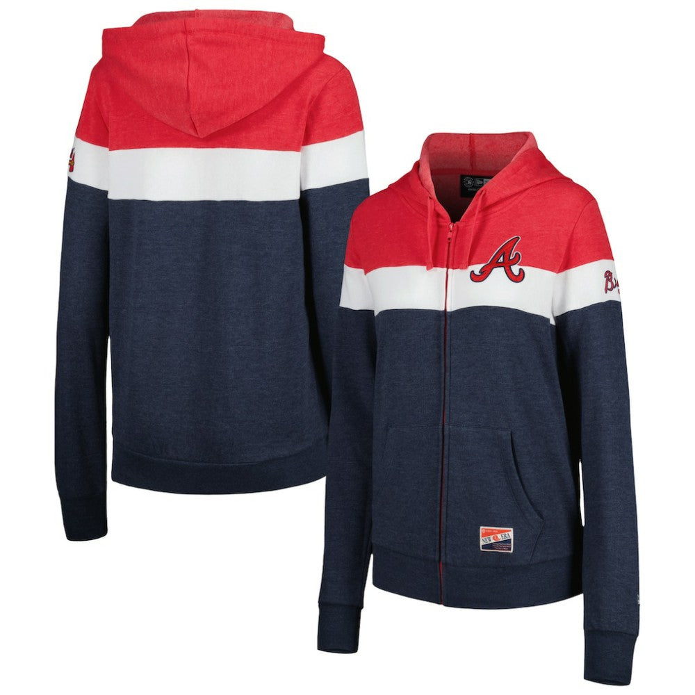 MLB Atlanta Braves New Era Women's Colorblock Full-Zip Hoodie Jacket