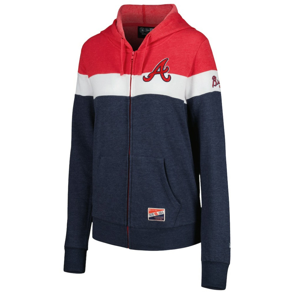 MLB Atlanta Braves New Era Women's Colorblock Full-Zip Hoodie Jacket