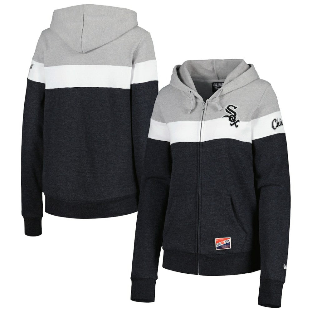 MLB Chicago White Sox New Era Women's Colorblock Full-Zip Hoodie Jacket