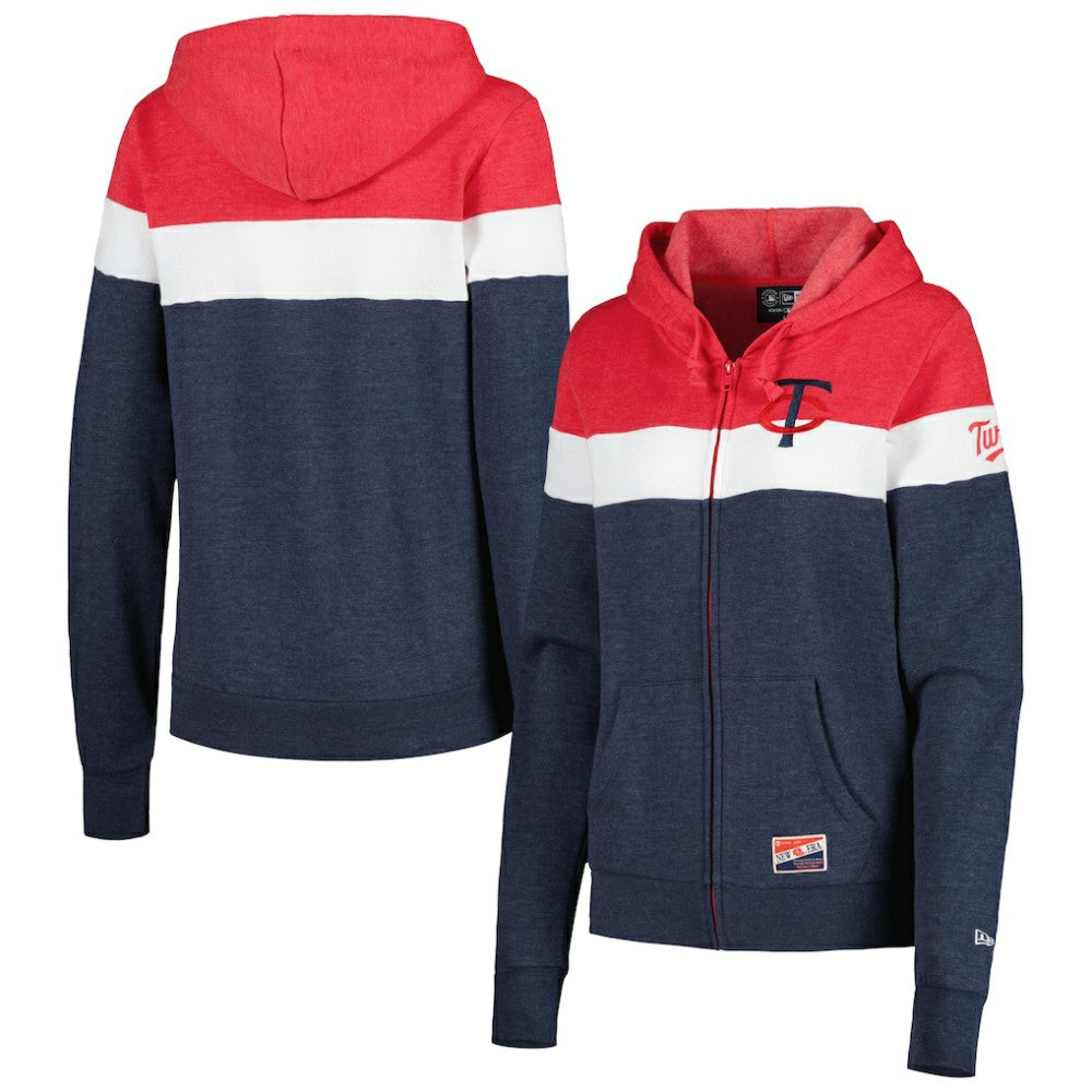 MLB Minnesota Twins New Era Women's Colorblock Full-Zip Hoodie Jacket