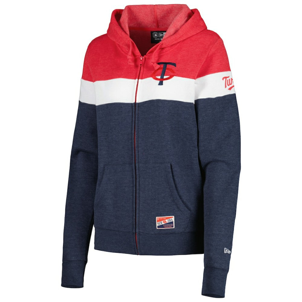 MLB Minnesota Twins New Era Women's Colorblock Full-Zip Hoodie Jacket