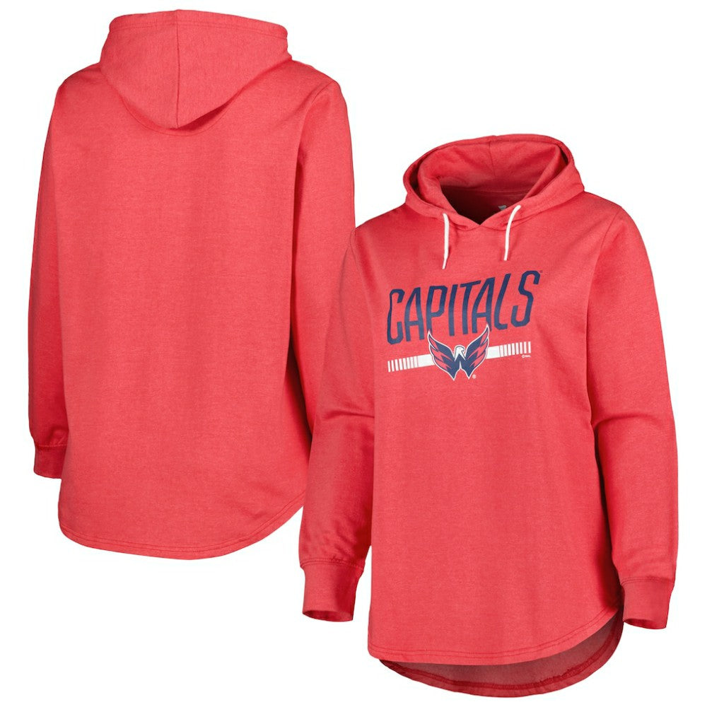 NHL Heather Red Washington Capitals Women's Plus Size Fleece Pullover Hoodie