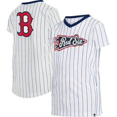 MLB Boston Red Sox New Era Girls Youth Pinstripe V-Neck T-Shirt