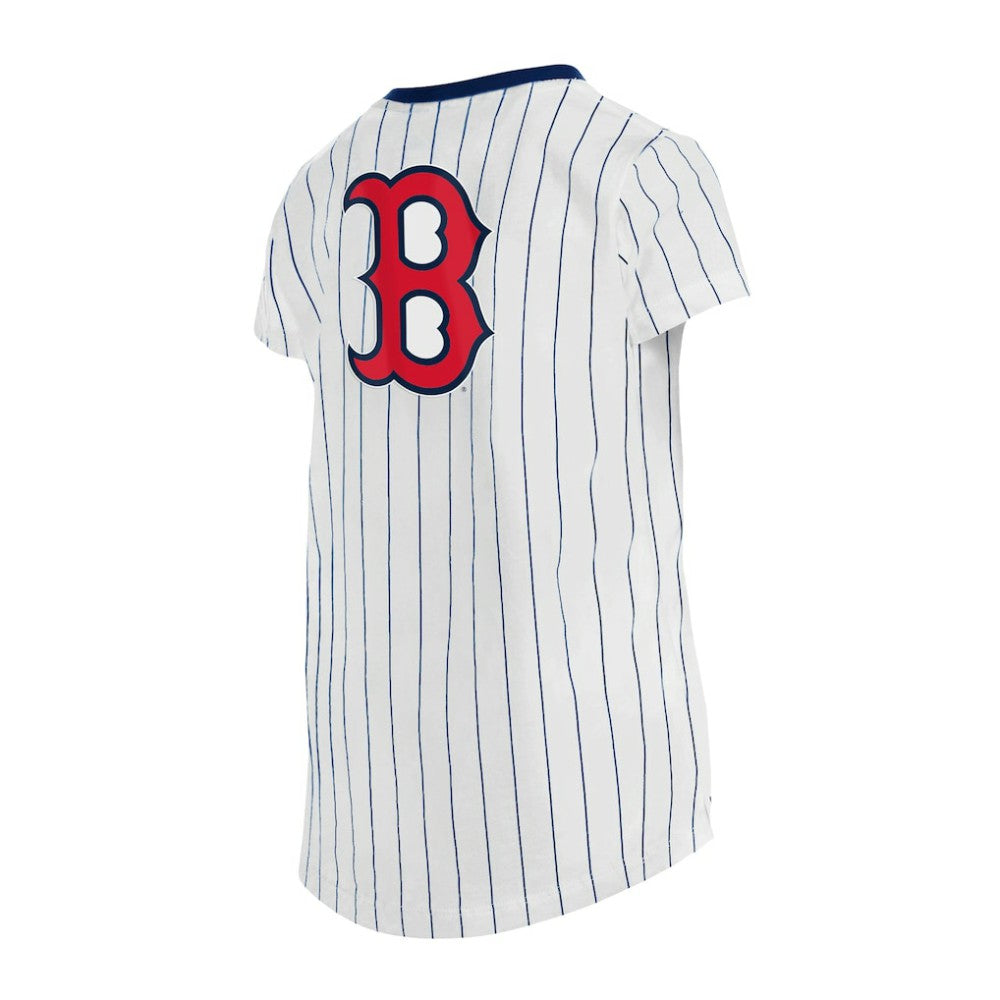 MLB Boston Red Sox New Era Girls Youth Pinstripe V-Neck T-Shirt