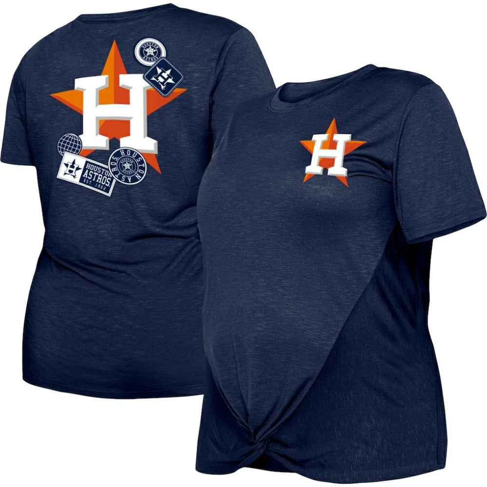 MLB Houston Astros New Era Women's Plus Size Two-Hit Front Knot T-Shirt