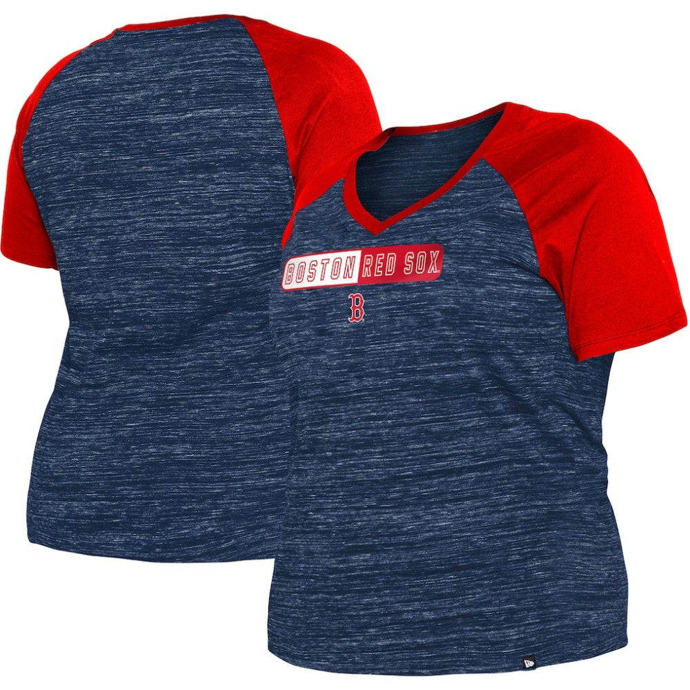 MLB Boston Red Sox New Era Women's Plus Size Space Dye Raglan V-Neck T-Shirt
