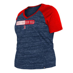 MLB Boston Red Sox New Era Women's Plus Size Space Dye Raglan V-Neck T-Shirt