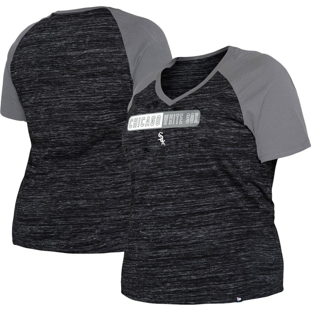 MLB Chicago White Sox New Era Women's Plus Size Space Dye Raglan V-Neck T-Shirt