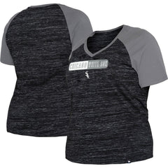 MLB Chicago White Sox New Era Women's Plus Size Space Dye Raglan V-Neck T-Shirt