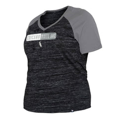 MLB Chicago White Sox New Era Women's Plus Size Space Dye Raglan V-Neck T-Shirt