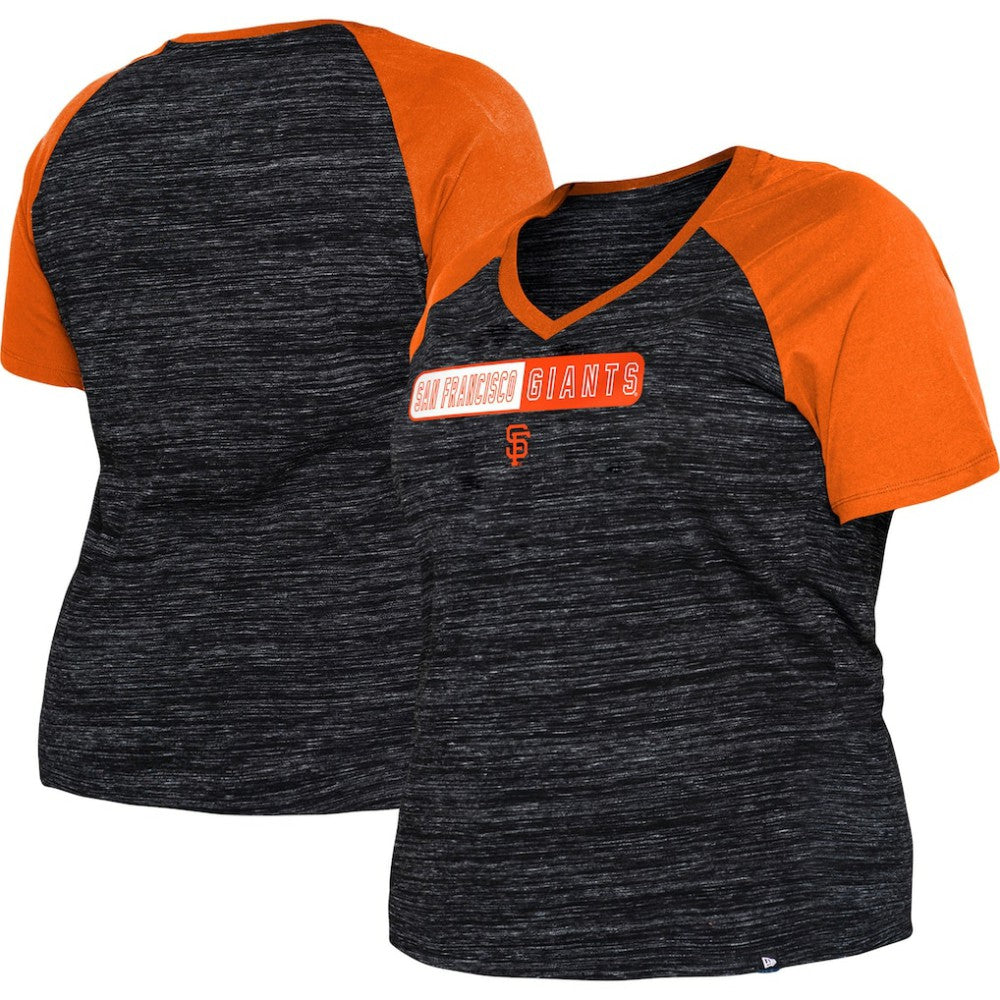 MLB San Francisco Giants New Era Women's Plus Size Space Dye Raglan V-Neck T-Shirt