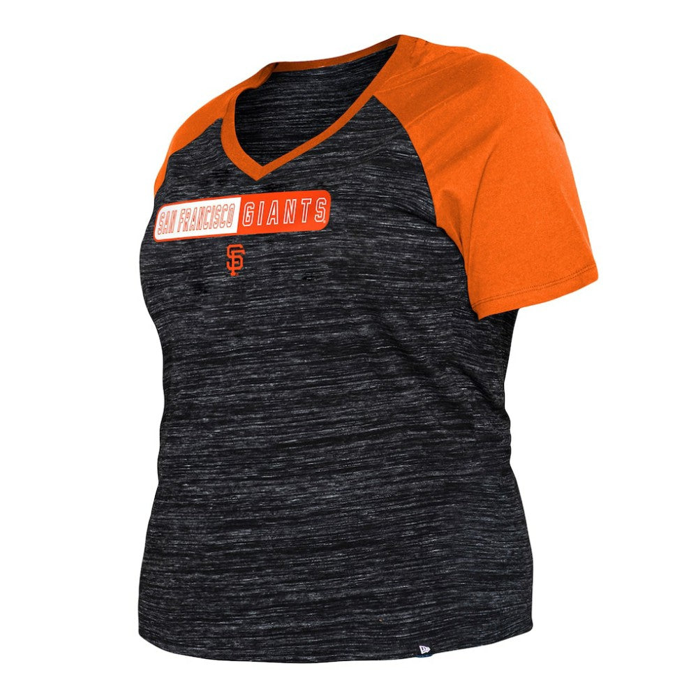MLB San Francisco Giants New Era Women's Plus Size Space Dye Raglan V-Neck T-Shirt