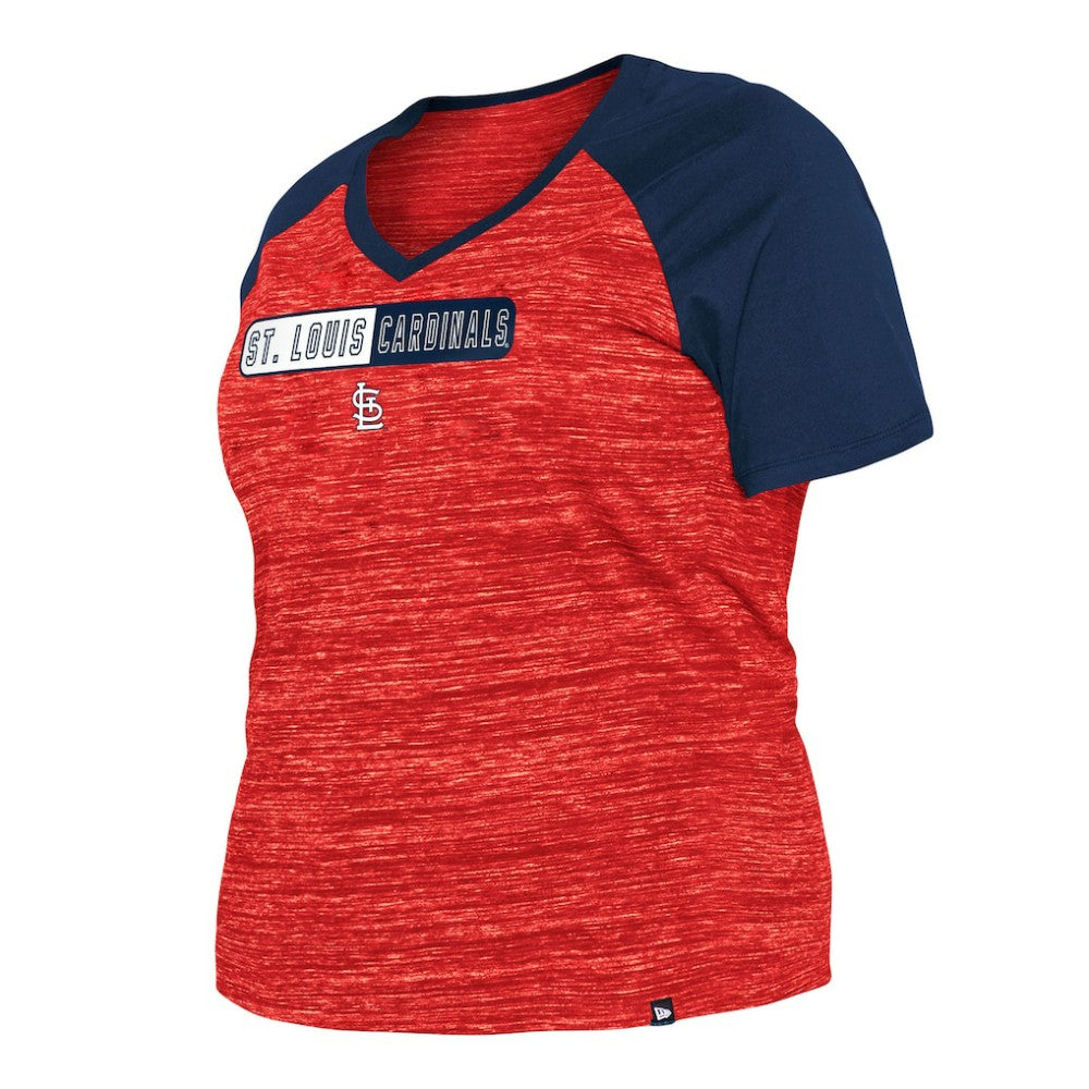 MLB St. Louis Cardinals New Era Women's Plus Size Space Dye Raglan V-Neck T-Shirt