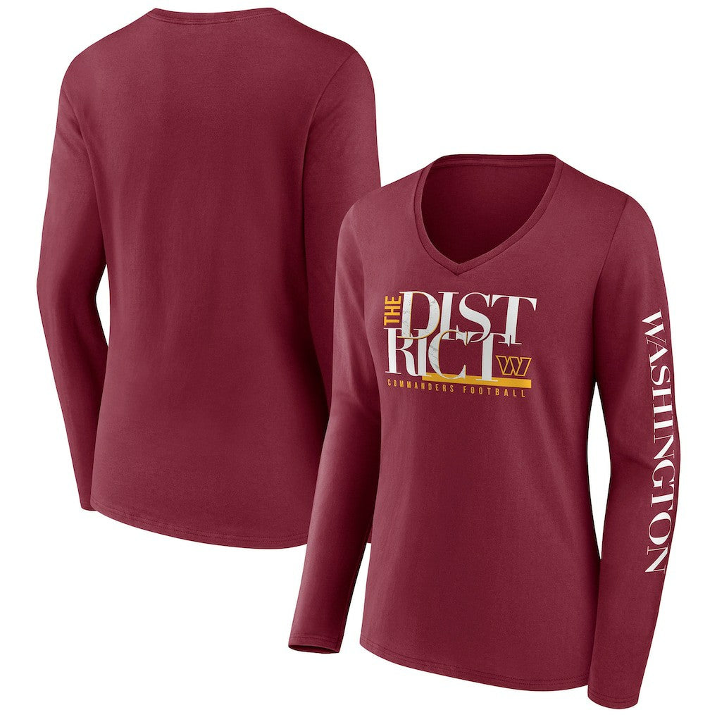 Women's Hometown Sweep Long Sleeve V-Neck T-Shirt - Washington Commanders