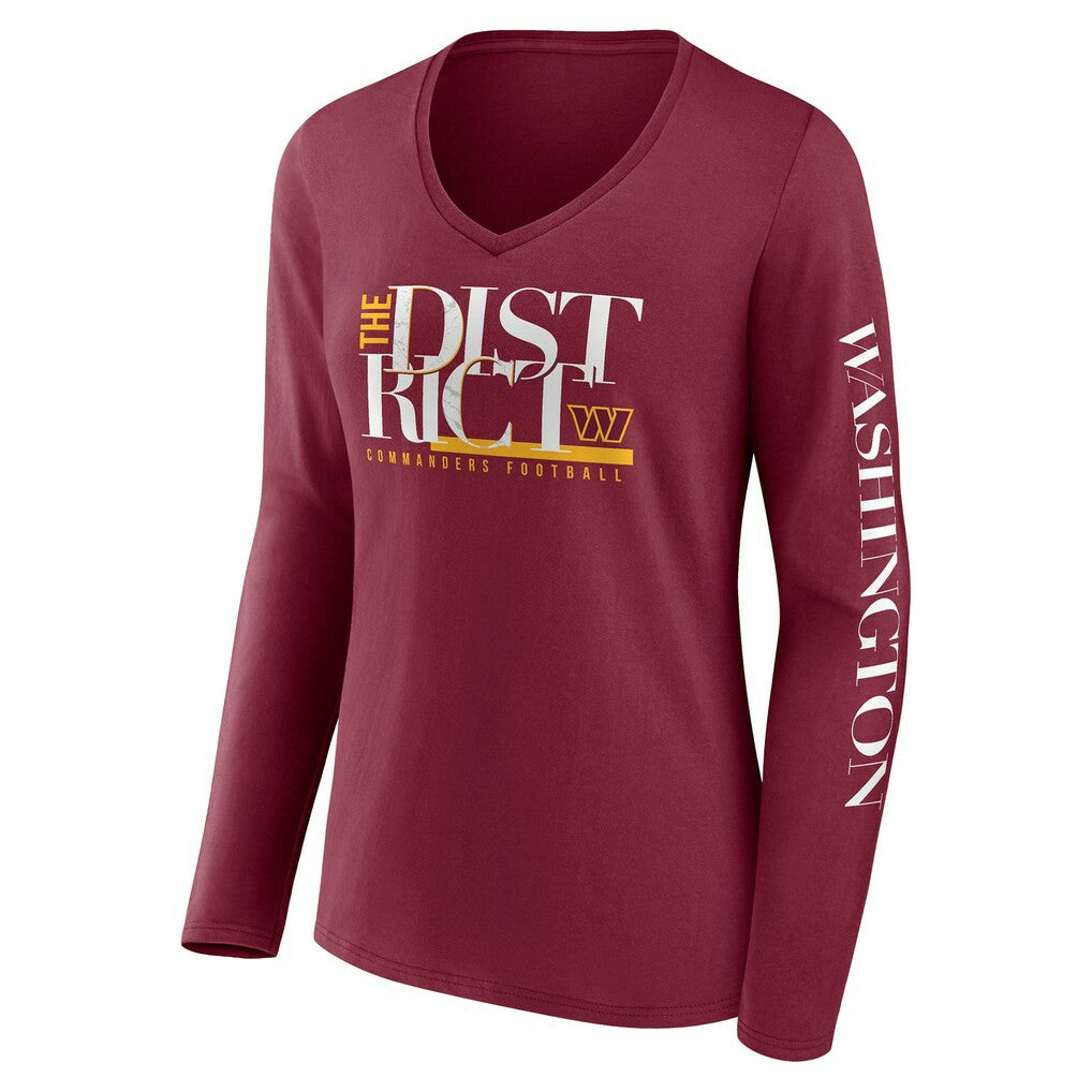 Women's Hometown Sweep Long Sleeve V-Neck T-Shirt - Washington Commanders