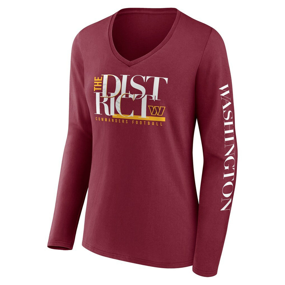 Women's Hometown Sweep Long Sleeve V-Neck T-Shirt - Washington Commanders