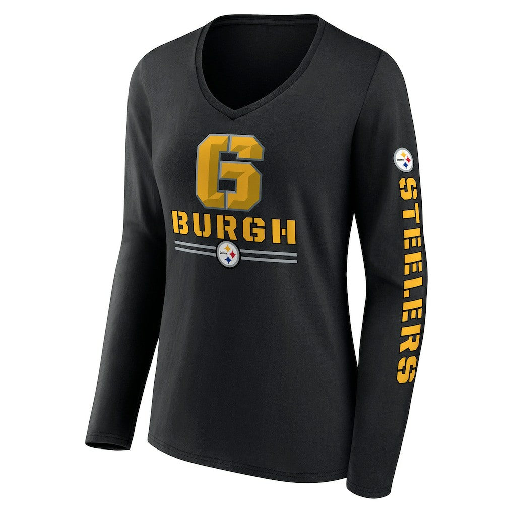 Women's Hometown Sweep Long Sleeve V-Neck T-Shirt - Pittsburgh Steelers