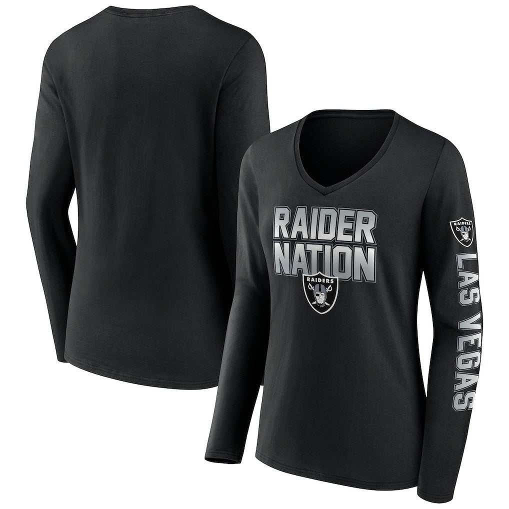 Women's Hometown Sweep Long Sleeve V-Neck T-Shirt - Las Vegas Raiders
